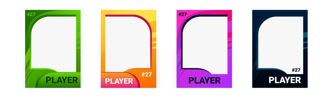 Colorful player card for professional team identity. vector