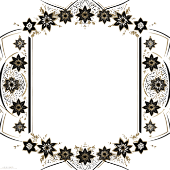 black and gold frame with flowers and stars png