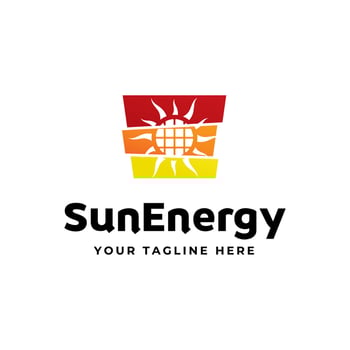 Sun energy logo design vector