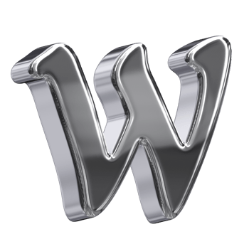 Elegant Silver Chrome 3D Letter W png