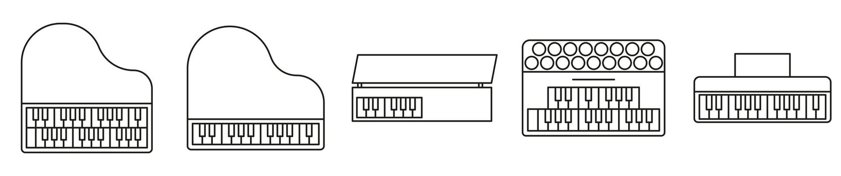 Set of keyboard musical instruments. Keyboard instruments thin line. vector