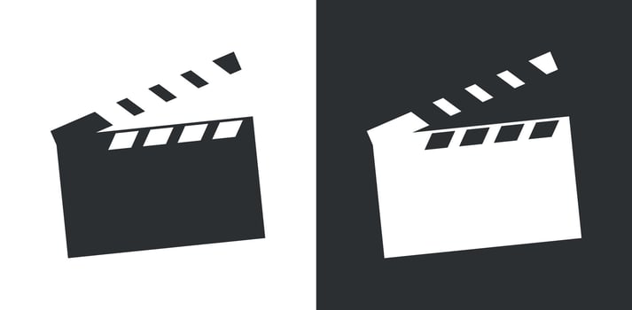 Clapper board, film slate silhouettes. Movie film concept vector
