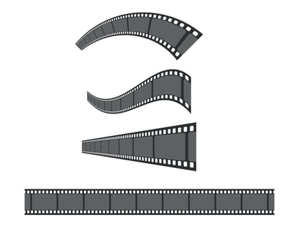 Film strip, ribbon shapes set. Film tape of various shapes vector