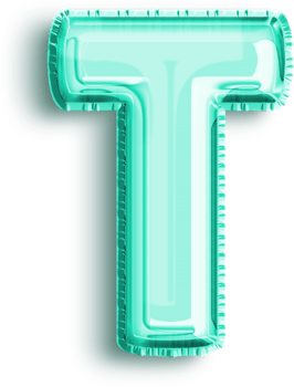 Turquoise Foil Balloon Uppercase Letter T png
