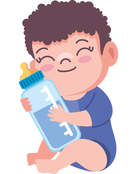 baby with bottle isolated png