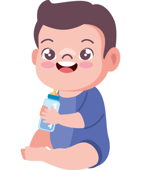 baby with bottle cartoon png