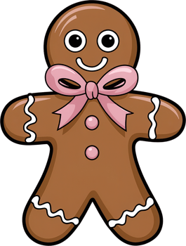 Cute Gingerbread Cookie Character with Ribbon for Christmas Holiday png