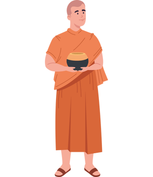 buddhist monk with vase png