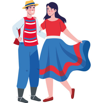 chile cueca dancers illustration png
