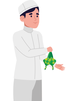 idul fitri man with ketupat png