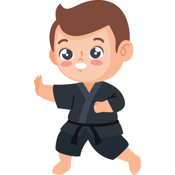cartoon little boy practicing karate png