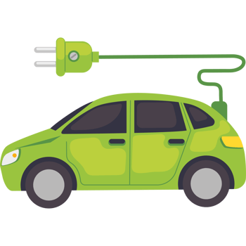 electric car with charging cable png