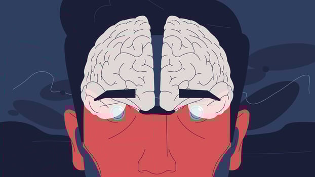 Man with brain diagram vector