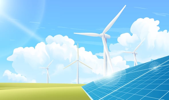 Environmental theme illustrations New energy wind and solar energy vector