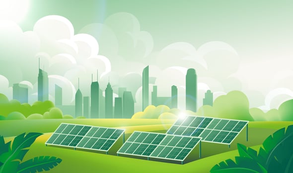 Green environmental protection theme illustration new energy wind and solar energy vector