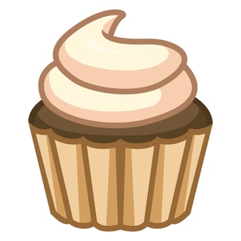 Delicious cupcake with white frosting vector