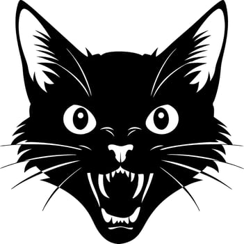 Angry Black Cat Silhouette Art with Fierce Expression vector