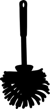 Black Silhouette of Toilet Brush on Grey Background for Cleaning Designs vector