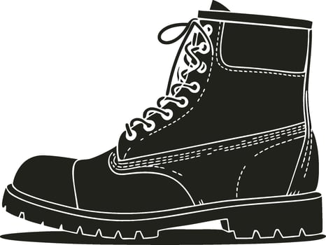 Classic Black Boot Silhouette with Detailed Stitching Illustration vector
