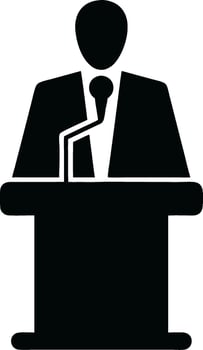 Illustrated Speaker at Podium Silhouette for Public Speaking Events vector