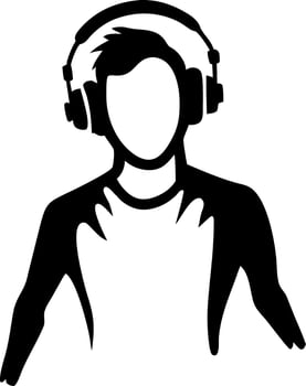 Minimalist Headphone Listening Silhouette of Person for Music and Creativity vector