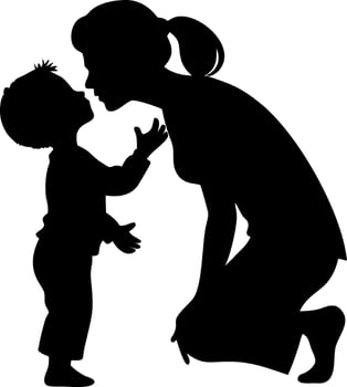 Mother and Child Silhouette in Loving Interaction Illustration vector