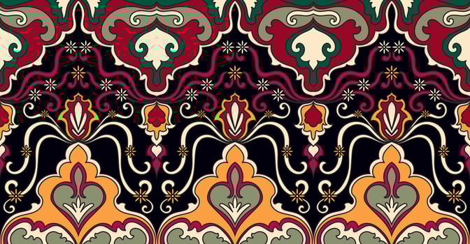 Seamless ethnic tribal pattern of vintage flowers for fabric, wallpaper. vector