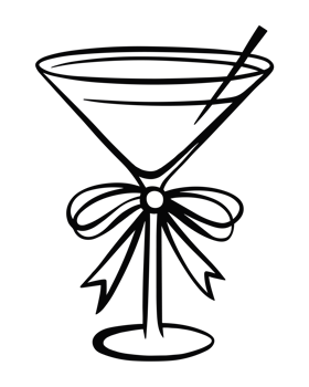 Cocktail martini with bow ribbon sketch drawing clipart girly girl coquette preppy fancy aesthetic New Years eve xmas party girls night decor illustration isolated element transparent background png