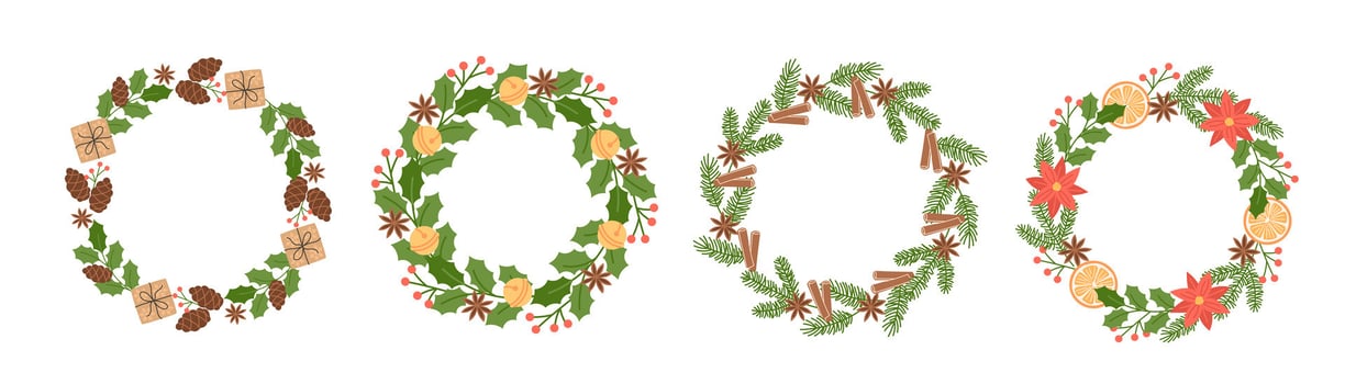 Collection of Festive Christmas Wreath vector