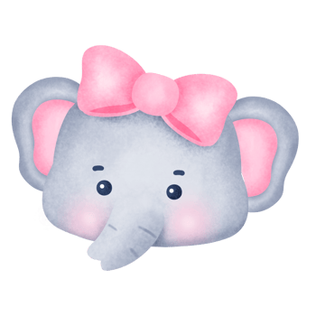 Cute Cartoon Elephant with bow Illustration png