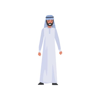 Arab Man in White Traditional Muslim Clothes Illustration vector