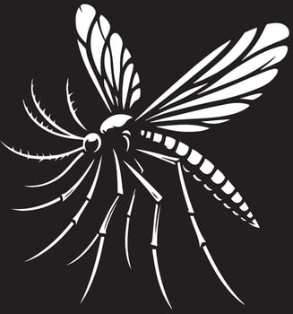 Mosquito illustration on black background vector