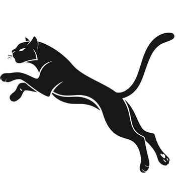 A black and white silhouette of a cat jumping vector
