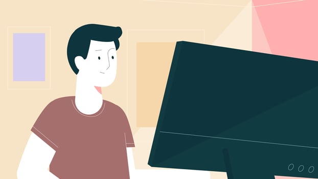 Man using computer and typing on keyboard vector