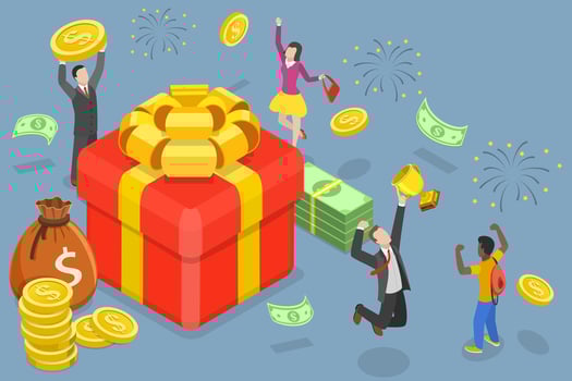 3D Isometric Flat Conceptual Illustration of Rewards and Bonuses vector