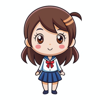 a cartoon girl in a school uniform vector