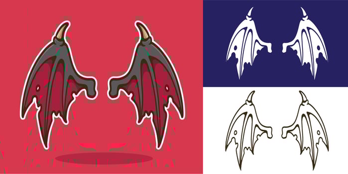 set of devil wings good for sticker, decal, tattoo, element design, logo, etc vector