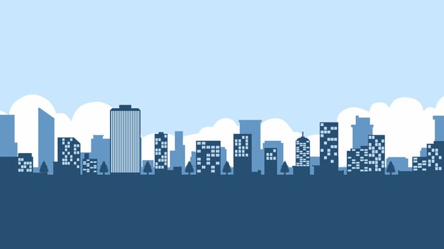 Landscape illustration of city building silhouette in the morning vector