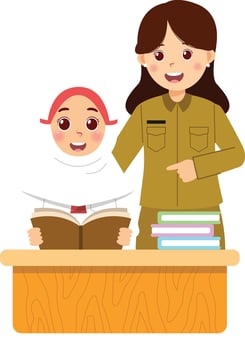 A woman teaching a child to read vector