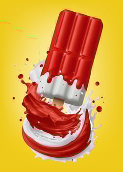 strawberry ice cream on the yellow background Food concept ice cream.Milk flavor vector