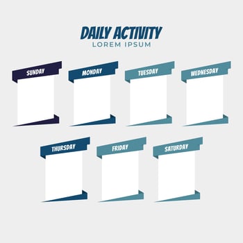 Daily Activities of The Week, Note Diary on Ice Color vector