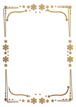 Gold frame with stars and flowers on Transparent background png