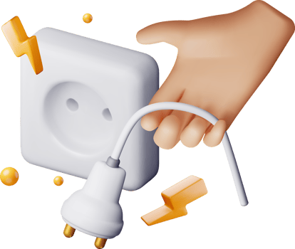 3D electric plug in hand png