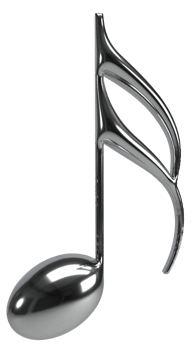 silver metallic music notes 3d render png