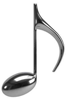 chrome silver metallic music notes 3d render png