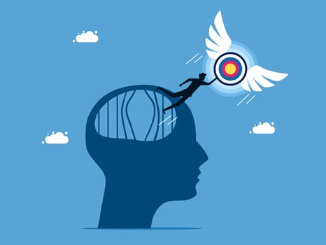 businessman with arrow and target on head, business concept vector