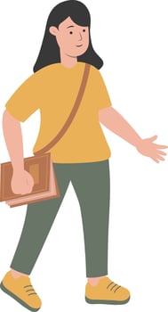 Woman Student Illustration in Yellow Clothes vector
