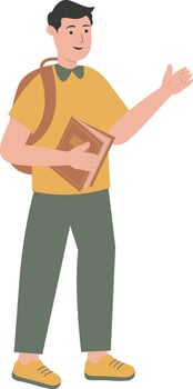 Boy Student Walking and Carrying Books vector