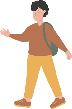 Male Student Carrying Bag and Back to School vector