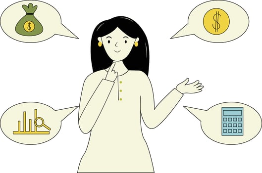 Women's Financial Concept with Mature Thinking vector